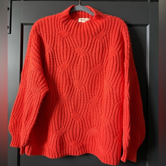 Listicle Sweaters - Listicle Vibrant Orange Mock Neck Sweater